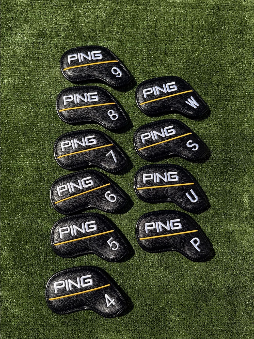 PING Magnetic Golf Iron Head Covers 10-Piece Set Black & Yellow